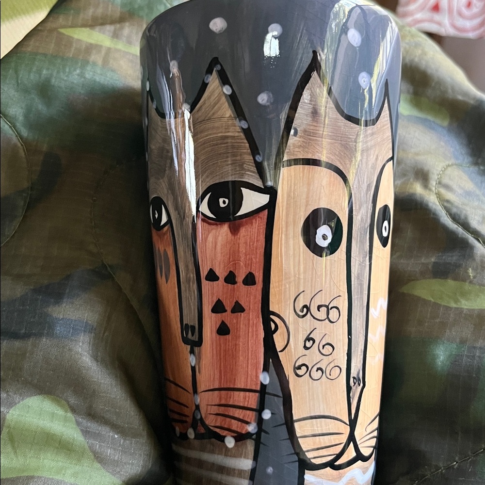 Laurel Burch Artistic Mug Base with Gold Detail set of 2